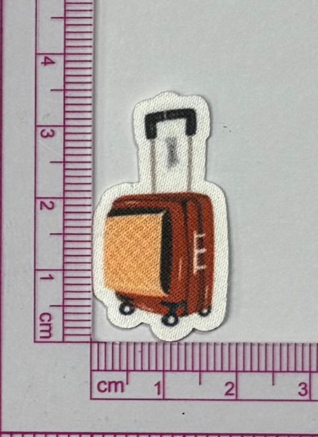Travel Suitcase Patch – Rolling Luggage Illustration - with ruler for scale