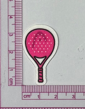 Pink Racket Patch – Polka Dot Sport - with ruler for scale