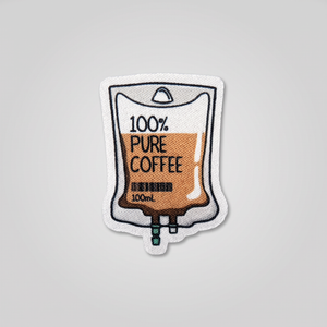 100% Pure Coffee IV drip bag funny patch