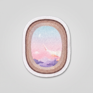 Airplane window sunset sky view patch