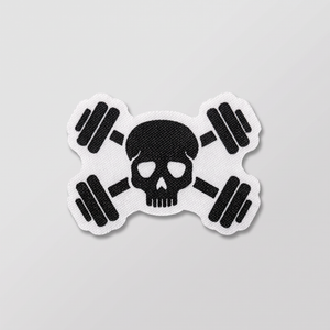 Skull and crossed dumbbells fabric patch
