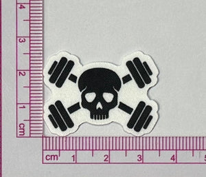 Skull & Dumbbells Patch – Bold Gym - with ruler for scale