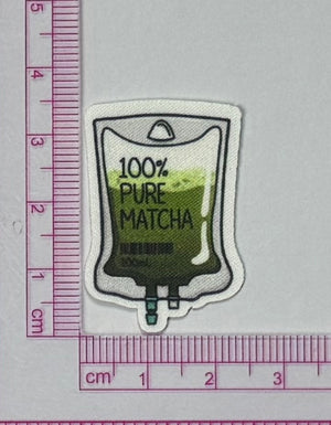 100% Pure Matcha IV Drip Patch – Funny Matcha Lover - with ruler for scale
