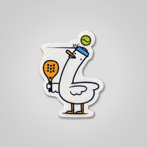 Funny cartoon goose playing padel patch