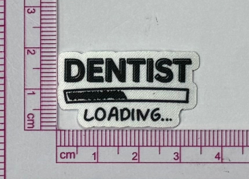 Dentist Loading Patch – Funny Progress Bar - with ruler for scale