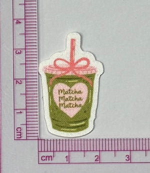 Matcha Matcha Matcha Patch – Pink Bow Iced Drink - with ruler for scale