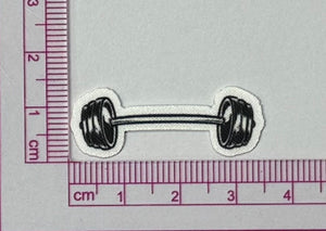 Barbell Icon Patch – Black & White Gym - with ruler for scale