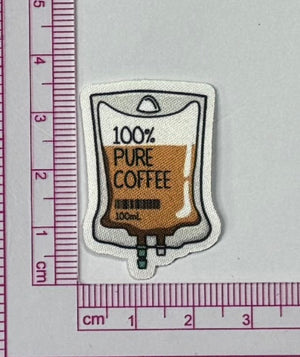 100% Pure Coffee IV Drip Patch – Funny Coffee Lover - with ruler for scale