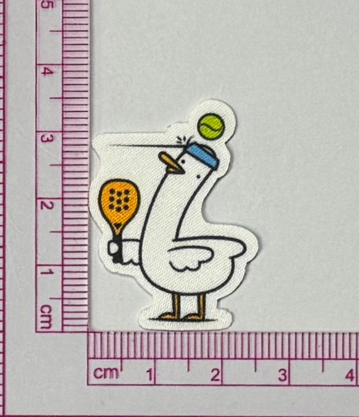 Padel Goose Patch – Funny Cartoon Bird - with ruler for scale