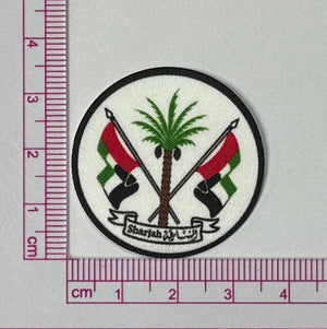 Sharjah Emblem Patch – Palm Tree & Crossed Flags (2) - with ruler for scale