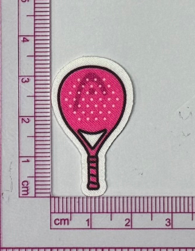 Pink Racket Patch – Polka Dot Sport - with ruler for scale