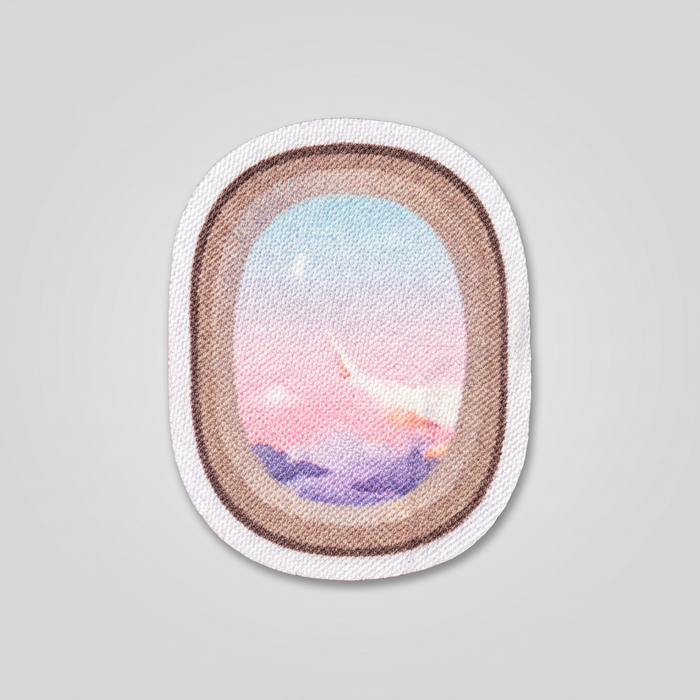 Airplane window sunset sky view patch