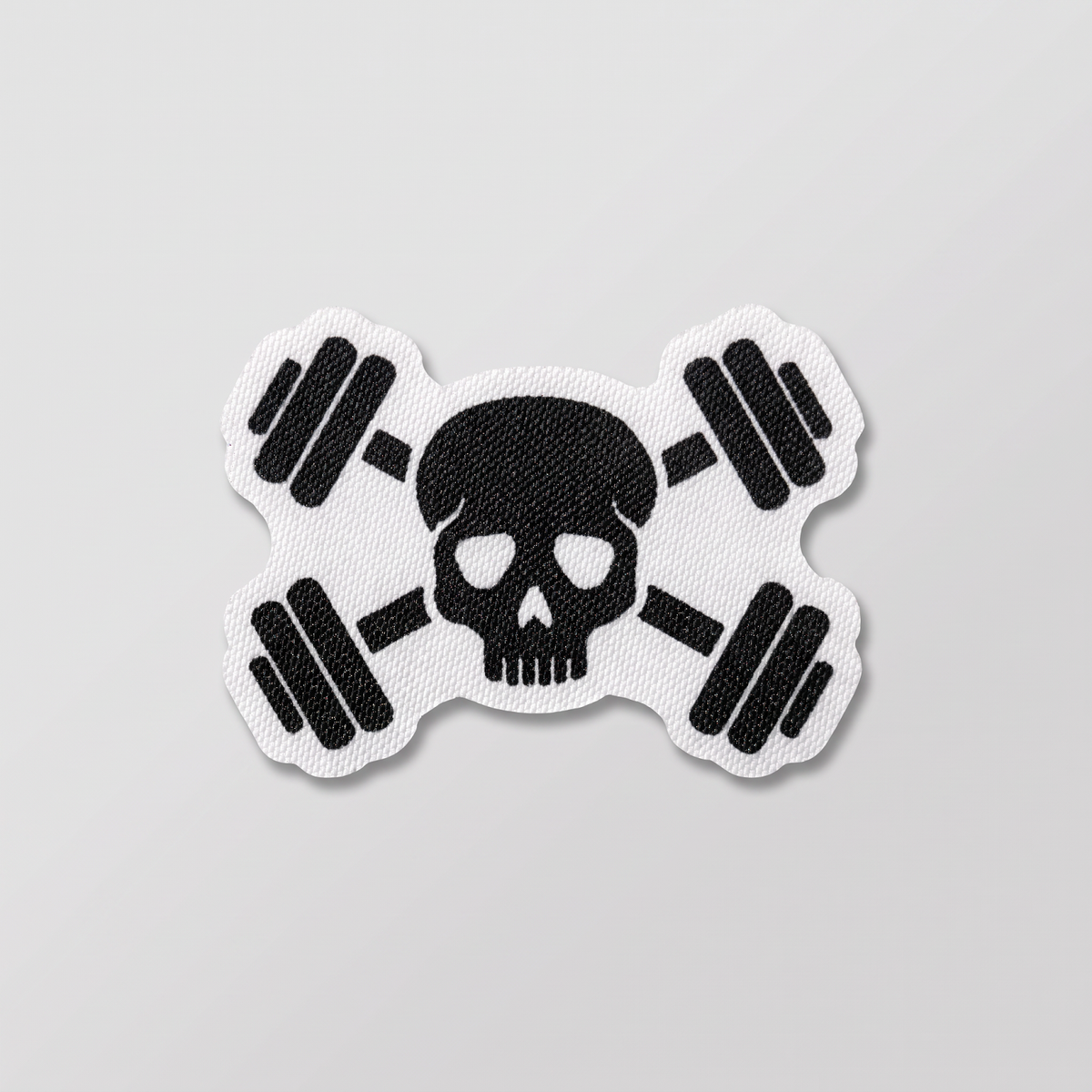Skull and crossed dumbbells fabric patch