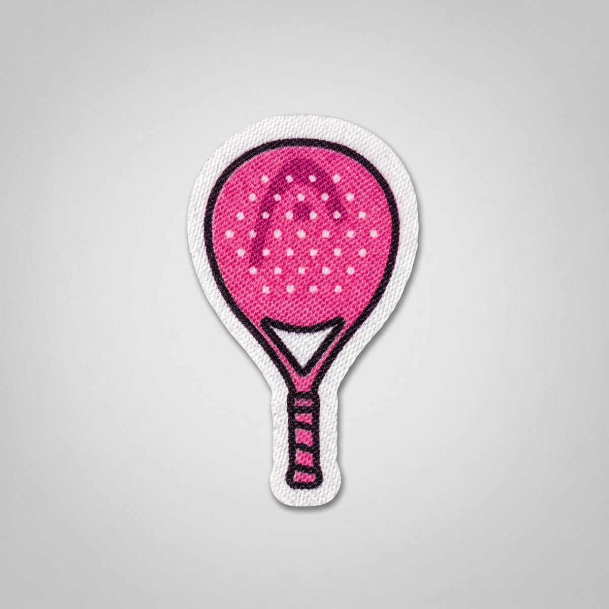 Pink polka dot sport racket patch