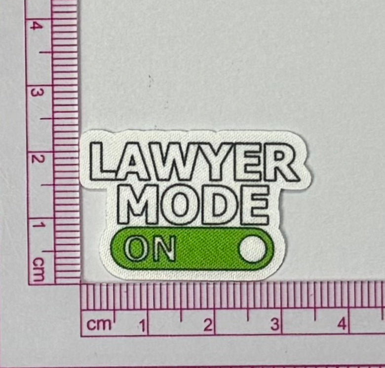 Lawyer Mode On Patch – Toggle Switch - with ruler for scale