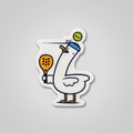 Funny cartoon goose playing padel patch