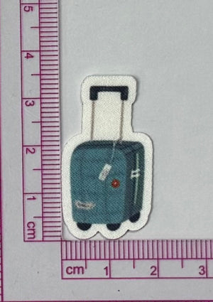 Teal Travel Suitcase Patch – Vacation Luggage - with ruler for scale