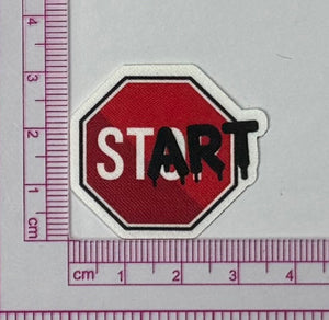 St-ART Stop Sign Patch – Graffiti Wordplay - with ruler for scale