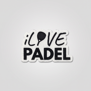 I Love Padel fabric patch with racket icon