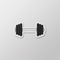 Black and white dumbbell icon fabric patch