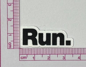Run Minimalist Text Patch – Cream - with ruler for scale