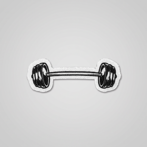 Barbell icon black and white gym patch