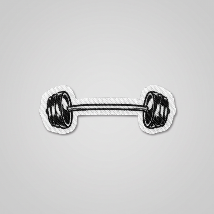 Barbell icon black and white gym patch