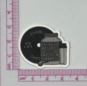 Heavy Weights & Protein Shakes Patch – Gym Essentials - with ruler for scale