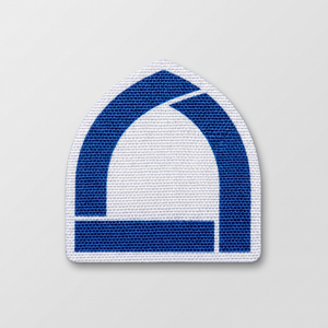Minimalist blue mosque arch silhouette patch