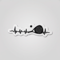 Padel racket heartbeat pulse line patch black and white