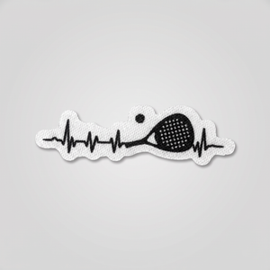 Padel racket heartbeat pulse line patch black and white