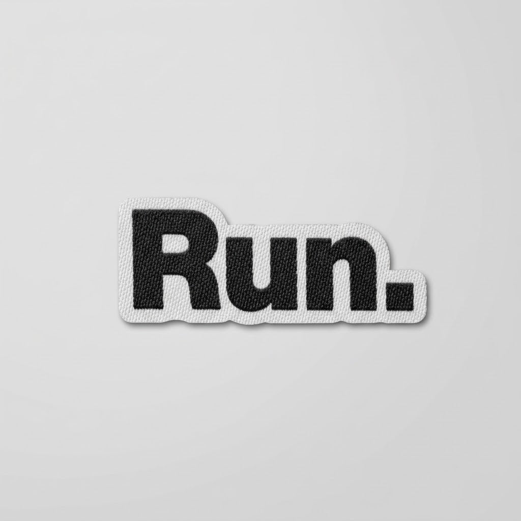 "Run." Minimalist Text Patch – Cream Phone Case Patch for Runners