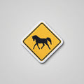 Yellow diamond road sign fabric patch with horse